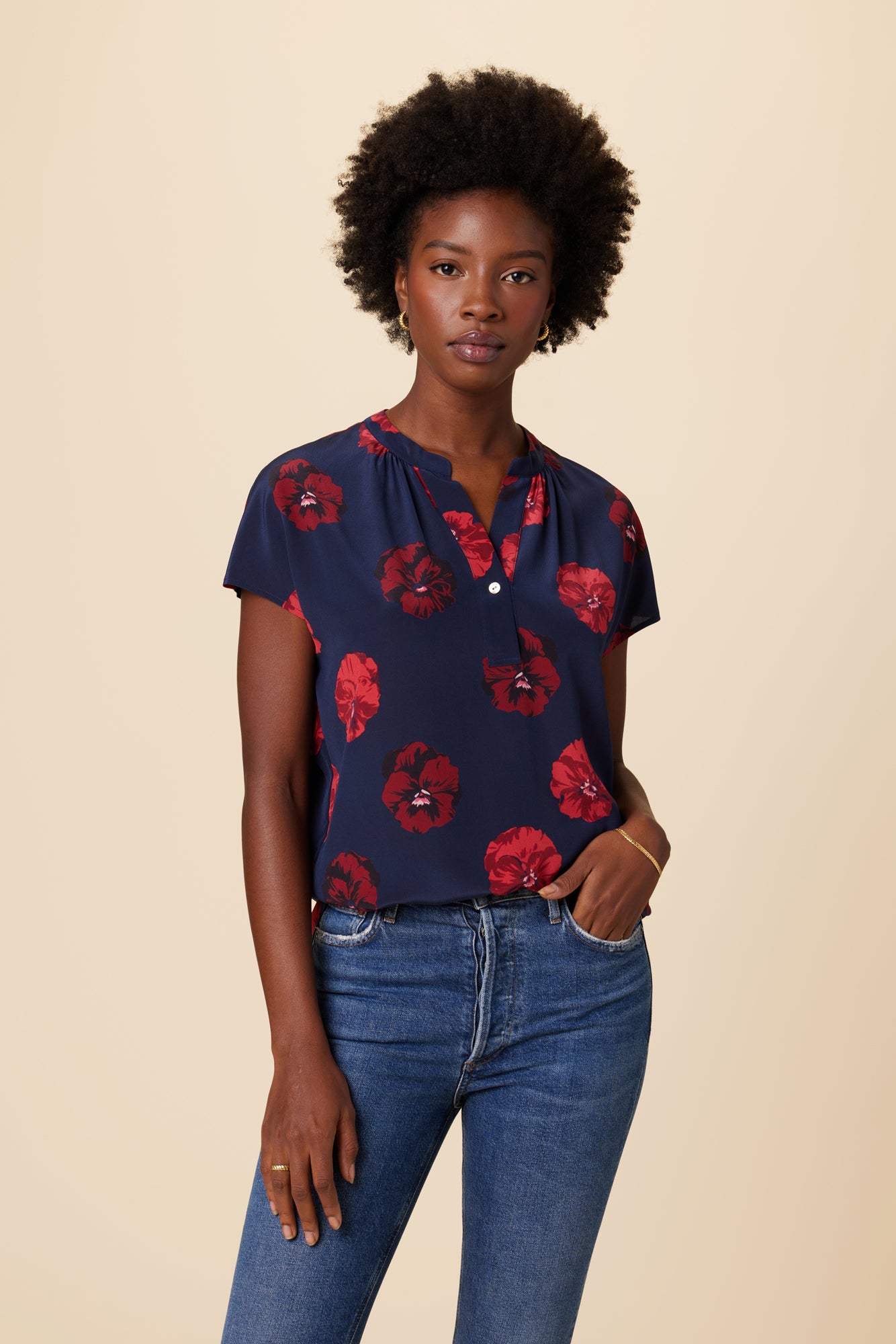 silk floral blouse