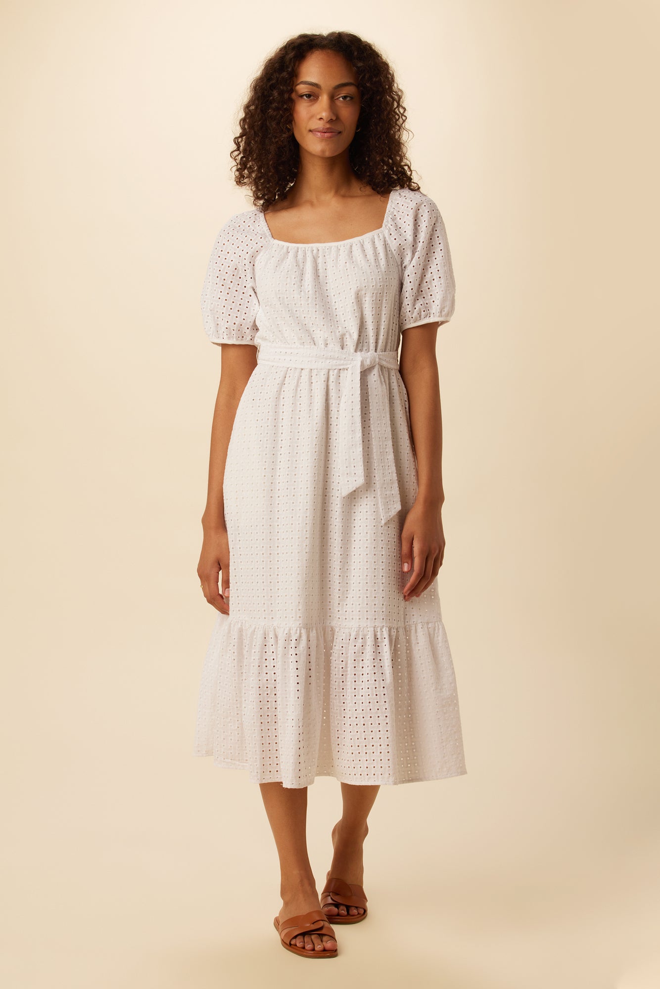 Michelle Cotton Eyelet Dress - White 
